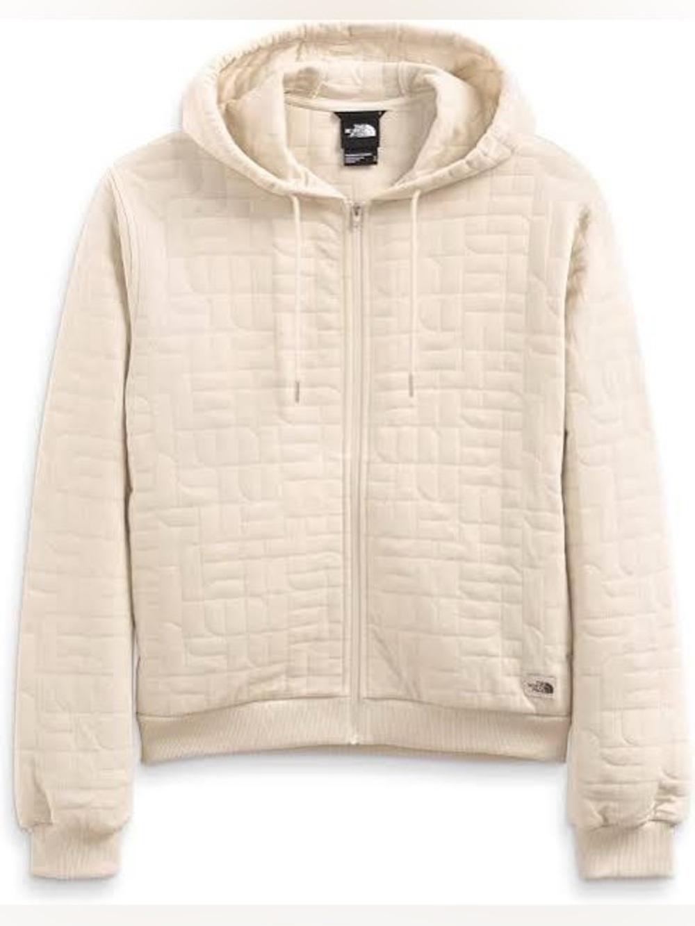 The North Face Full Zip Hoodie Size L Cream Quilted Textured